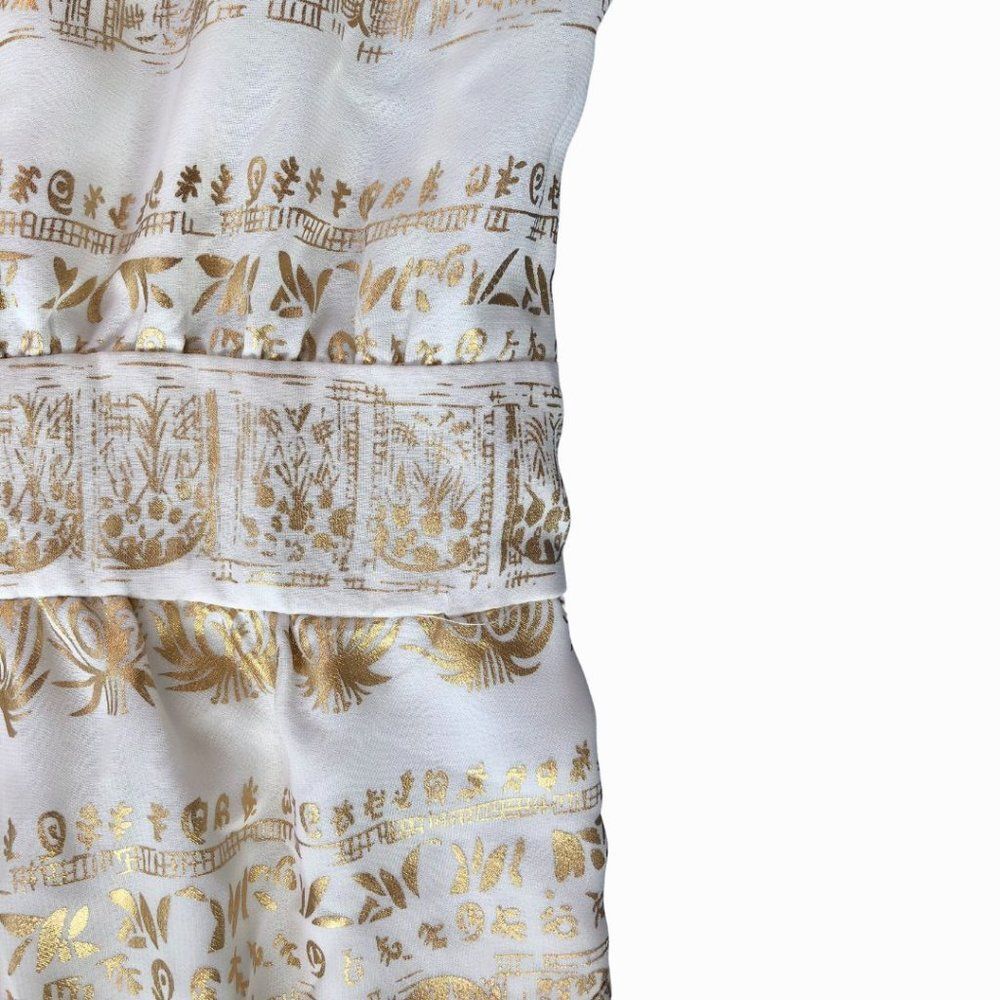 Mark. Gold Shimmery Metallic Cream/Gold Strappy Mini Dress | EUC - Size Small - Picture 4 of 13